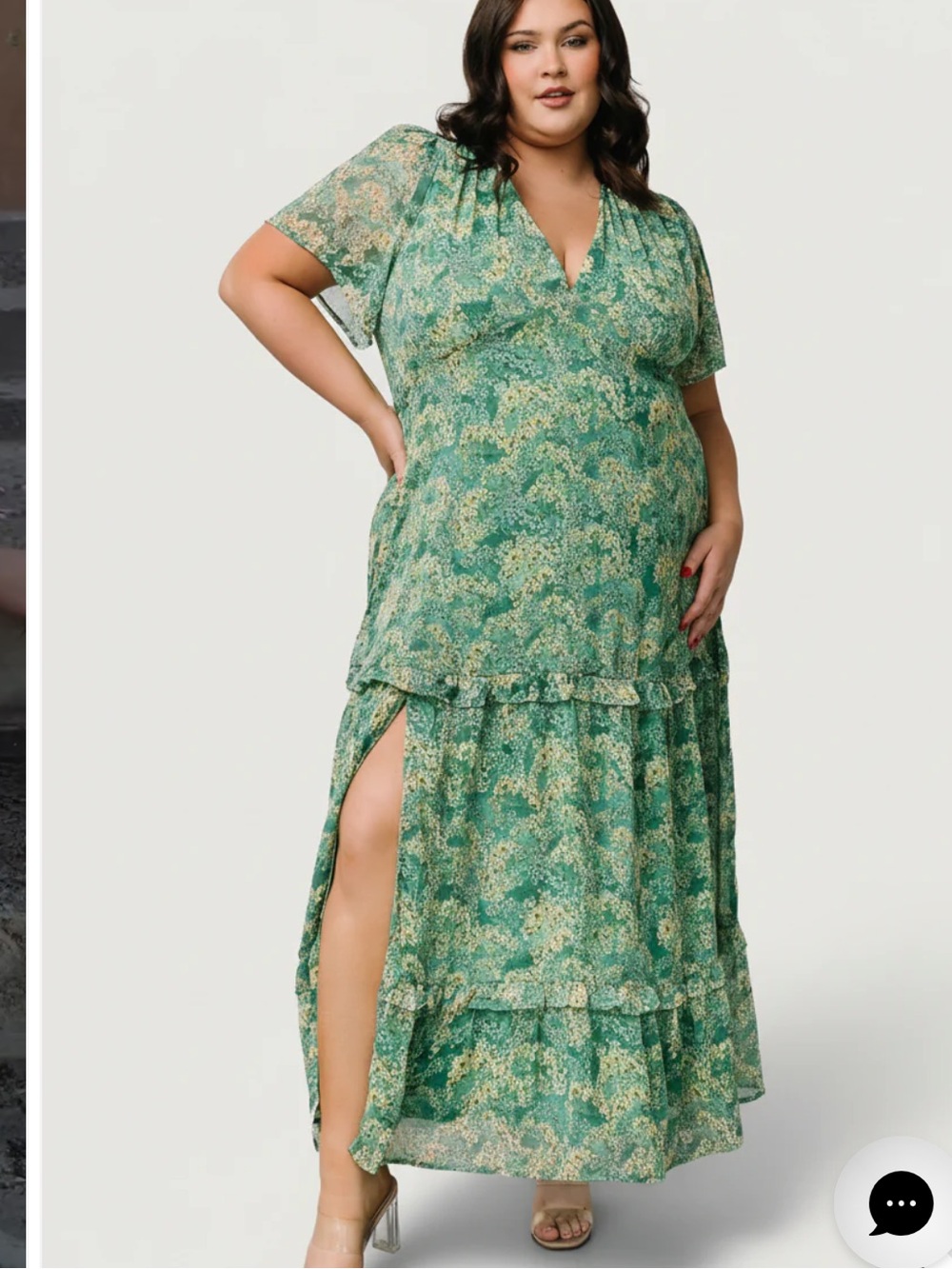 Balticborn Plus-Size Audrey Deep-V Tiered Blue Floral-Farm-Hose Maxi Dress Sz 3x